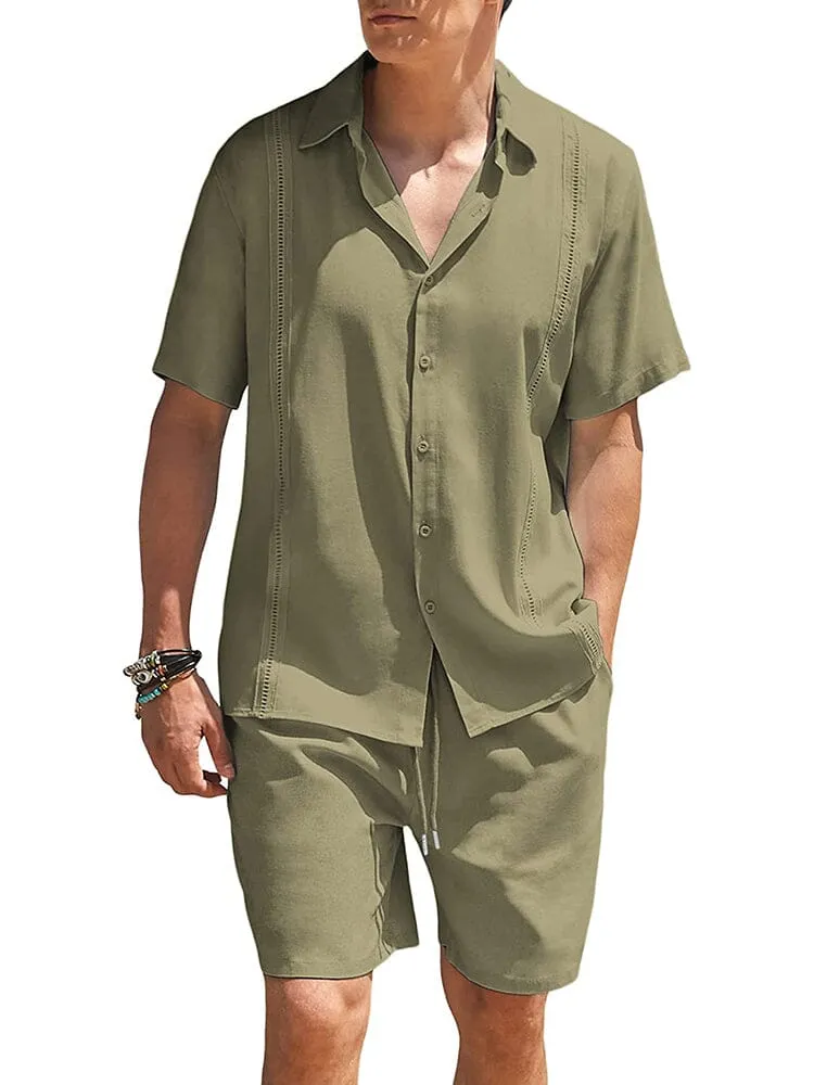 2 Piece Beach Guayabera Linen Set (US Only)