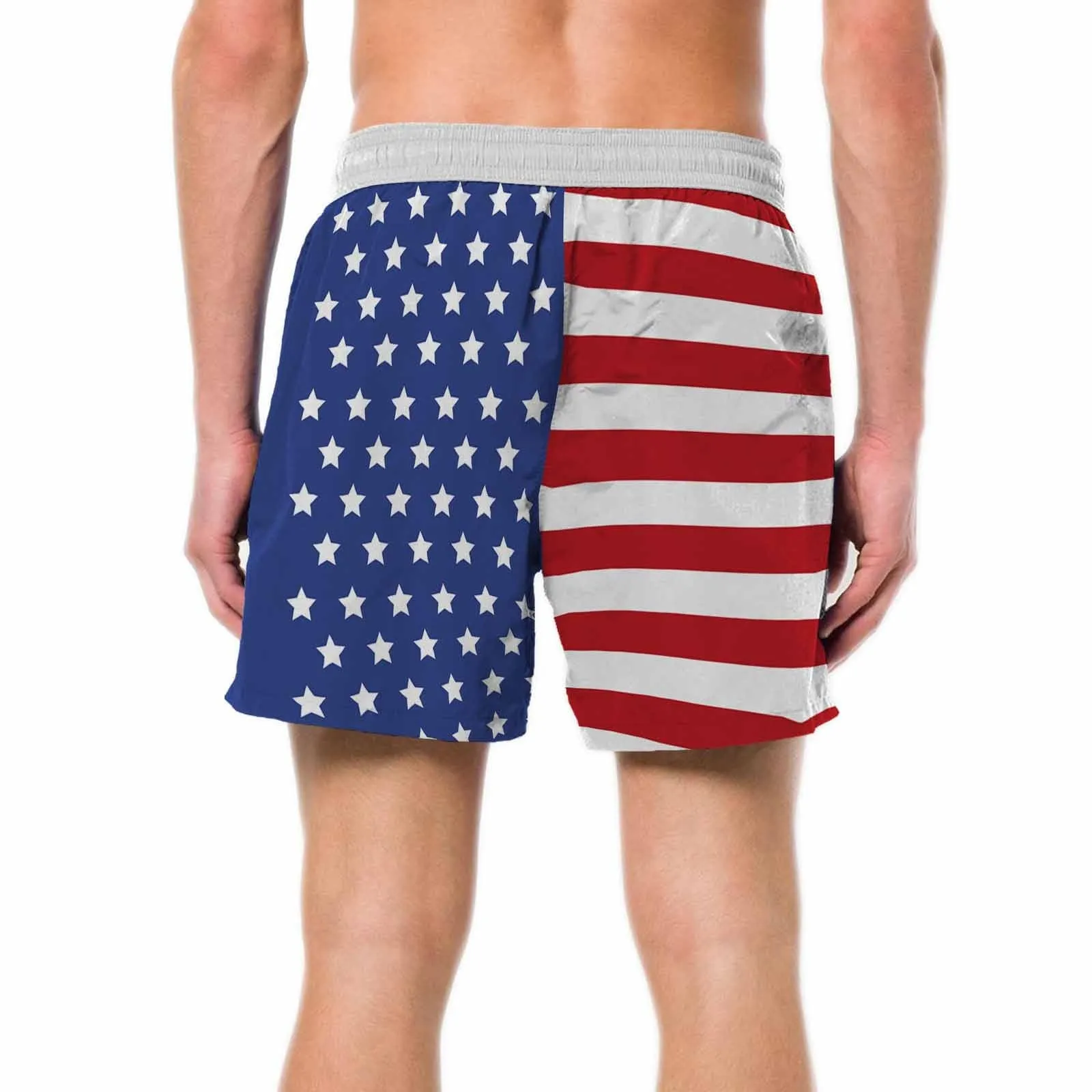 American Flag Swim Trunks for Men Quick Dry Swim Shorts Men's Mid-Length Swim Shorts Summer Swimwear