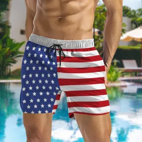 American Flag Swim Trunks for Men Quick Dry Swim Shorts Men's Mid-Length Swim Shorts Summer Swimwear