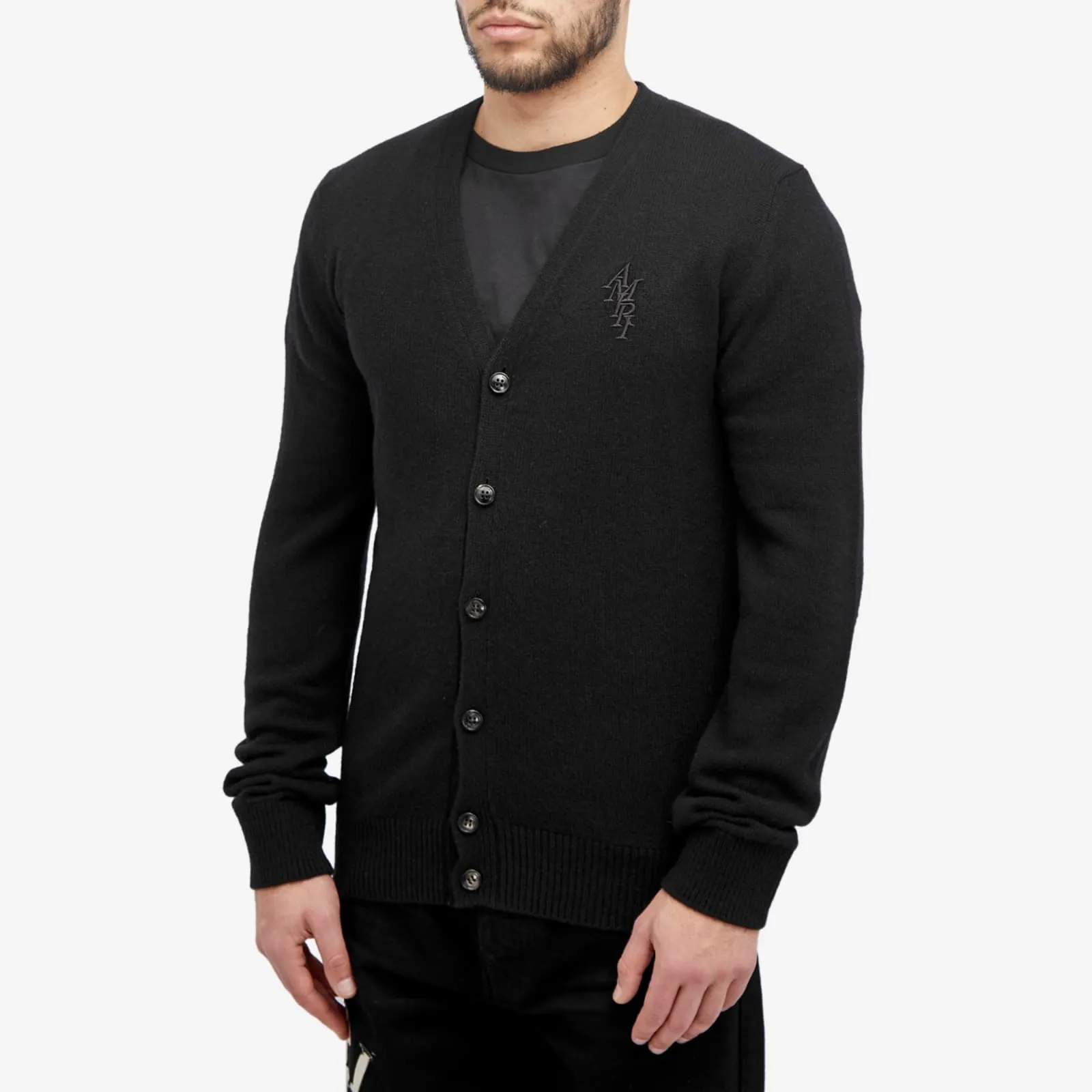 Amiri Stack Logo Cardigan, black