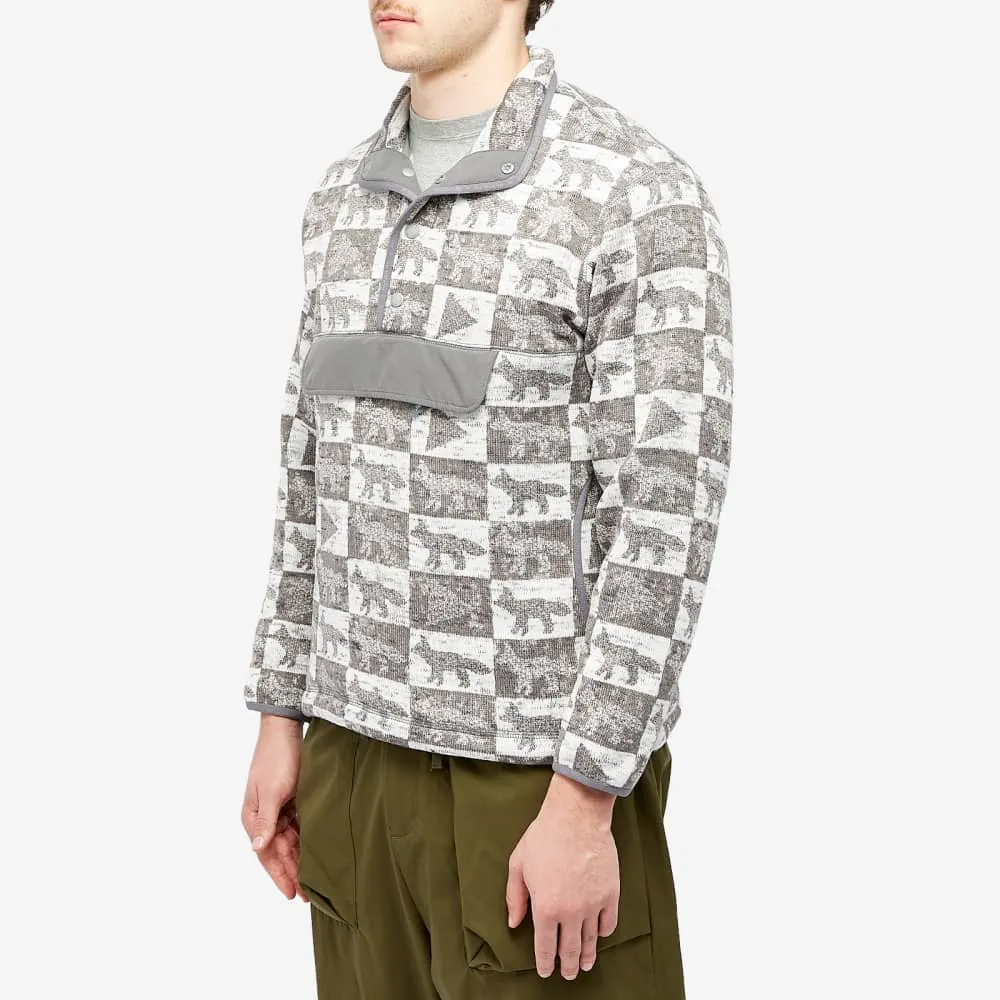 And Wander x Maison Kitsune Fox Plaid Fleece, Gray