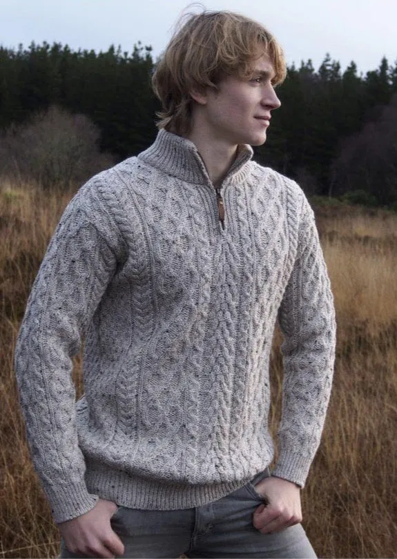 Aran Crafts Men's Half Zip Sweater | Oatmeal