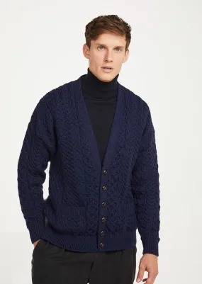 Aran Men's V-Neck Cardigan | Navy