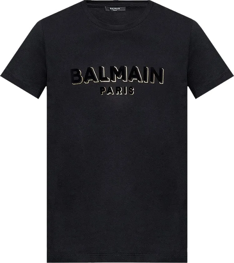 Balmain Flock And Foil T-Shirt 'Black/Silver', black