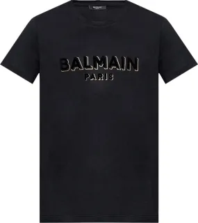 Balmain Flock And Foil T-Shirt 'Black/Silver', black