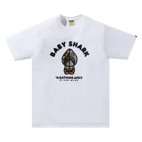 BAPE Baby Milo Shark College Tee 'White/Grey', white