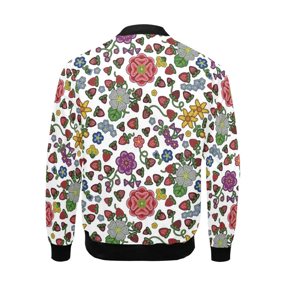 Berry Pop White All Over Print Bomber Jacket for Men