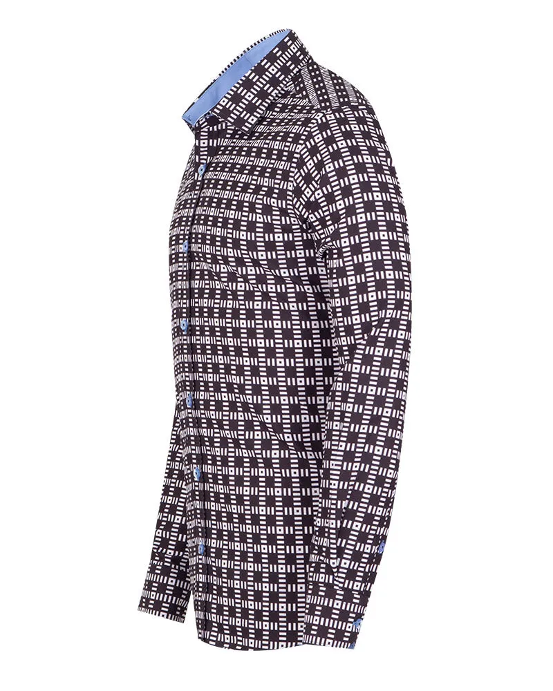 Black Dashed Line Check Print Shirt