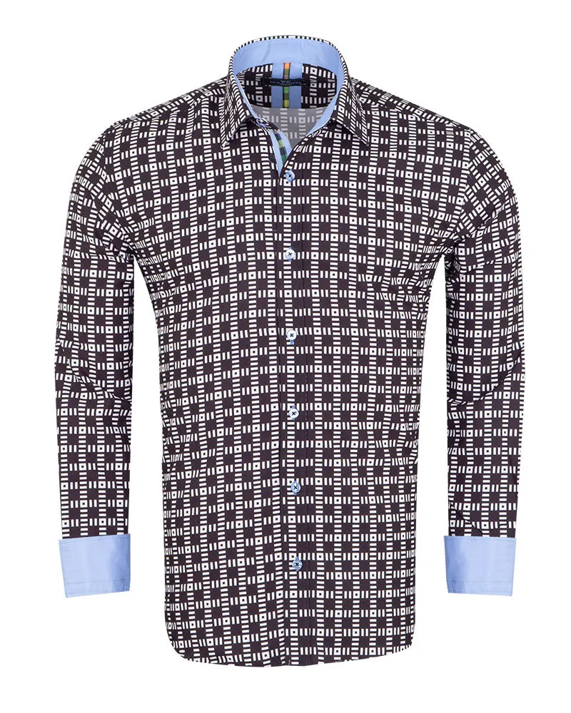 Black Dashed Line Check Print Shirt