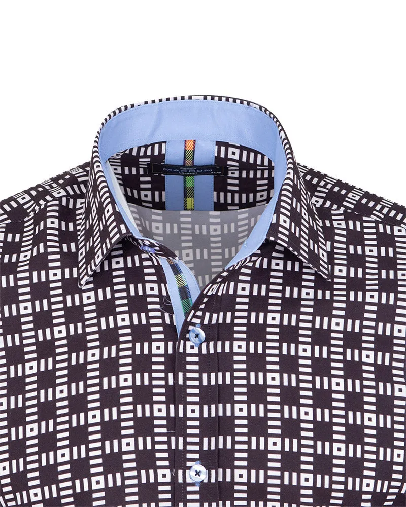 Black Dashed Line Check Print Shirt