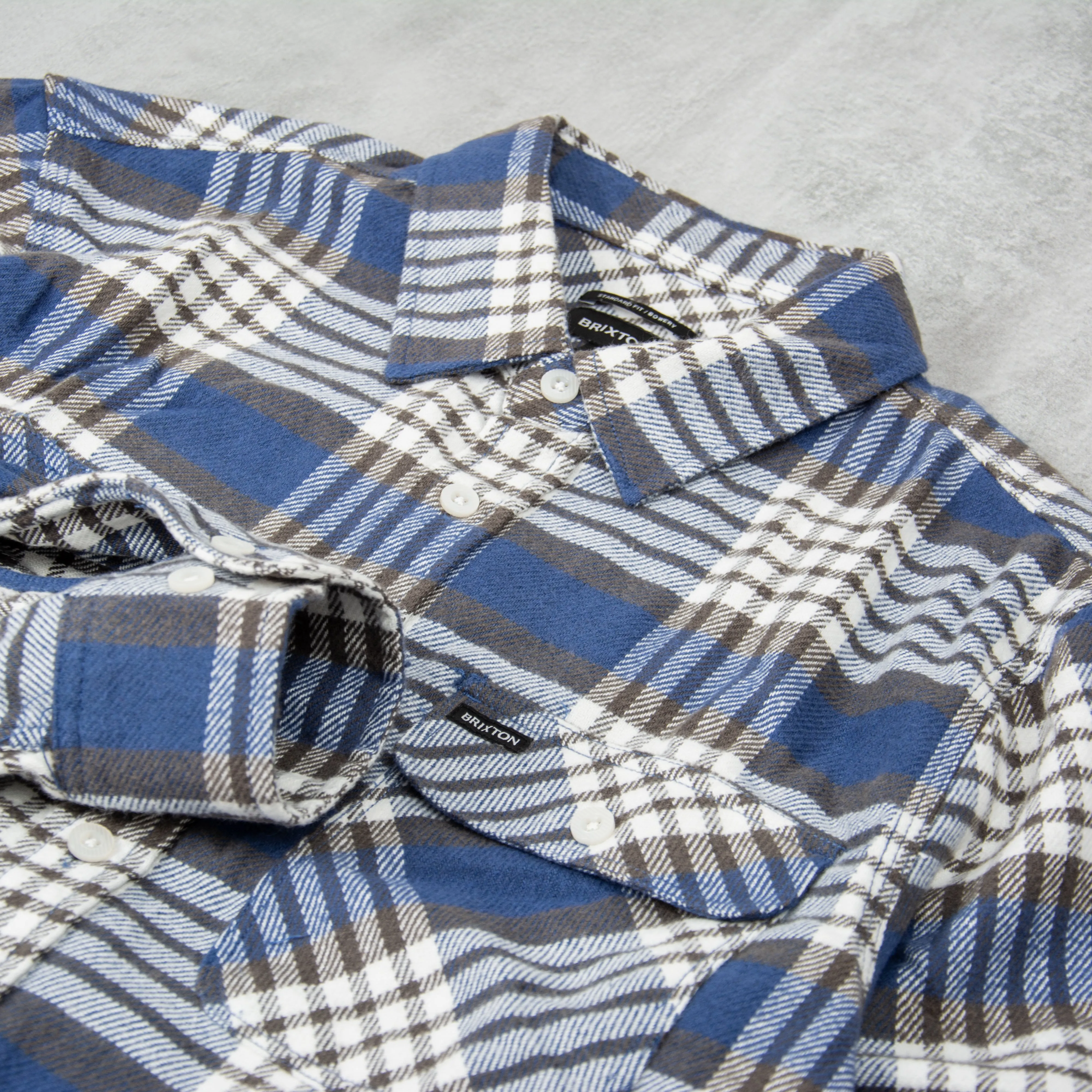 Brixton Bowery L/S Flannel Shirt - Pacific Blue / White Cap / Black