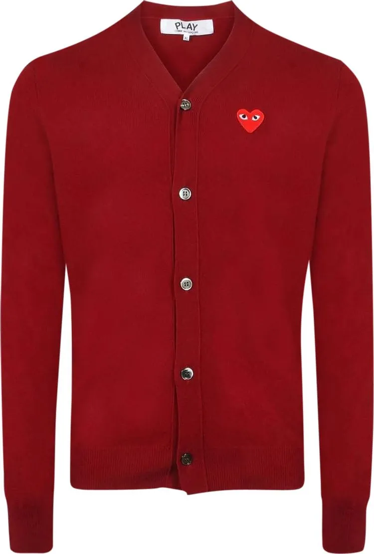 Cardigan Comme des Garçons Cardigan With Red Heart 'Burgundy', red