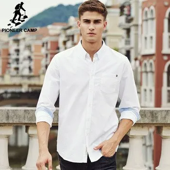 Casual Men's brand new long sleeve slim fit solid male shirts