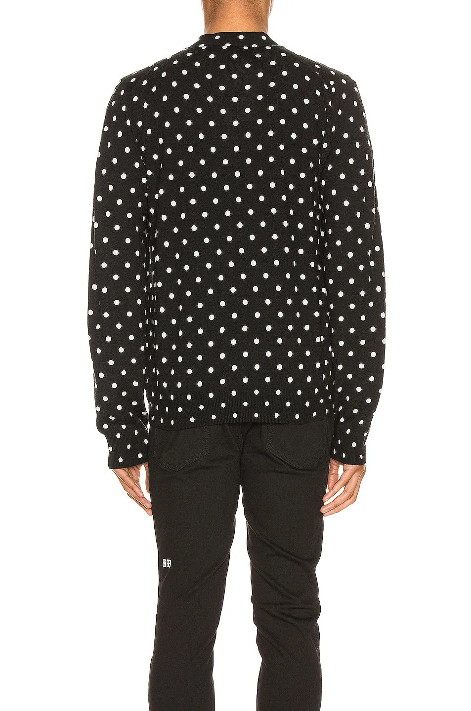 Comme des Garçons Dot Print Wool With Black Emblem Cardigan, Black & Natural