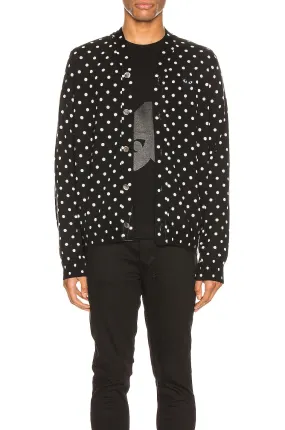 Comme des Garçons Dot Print Wool With Black Emblem Cardigan, Black & Natural