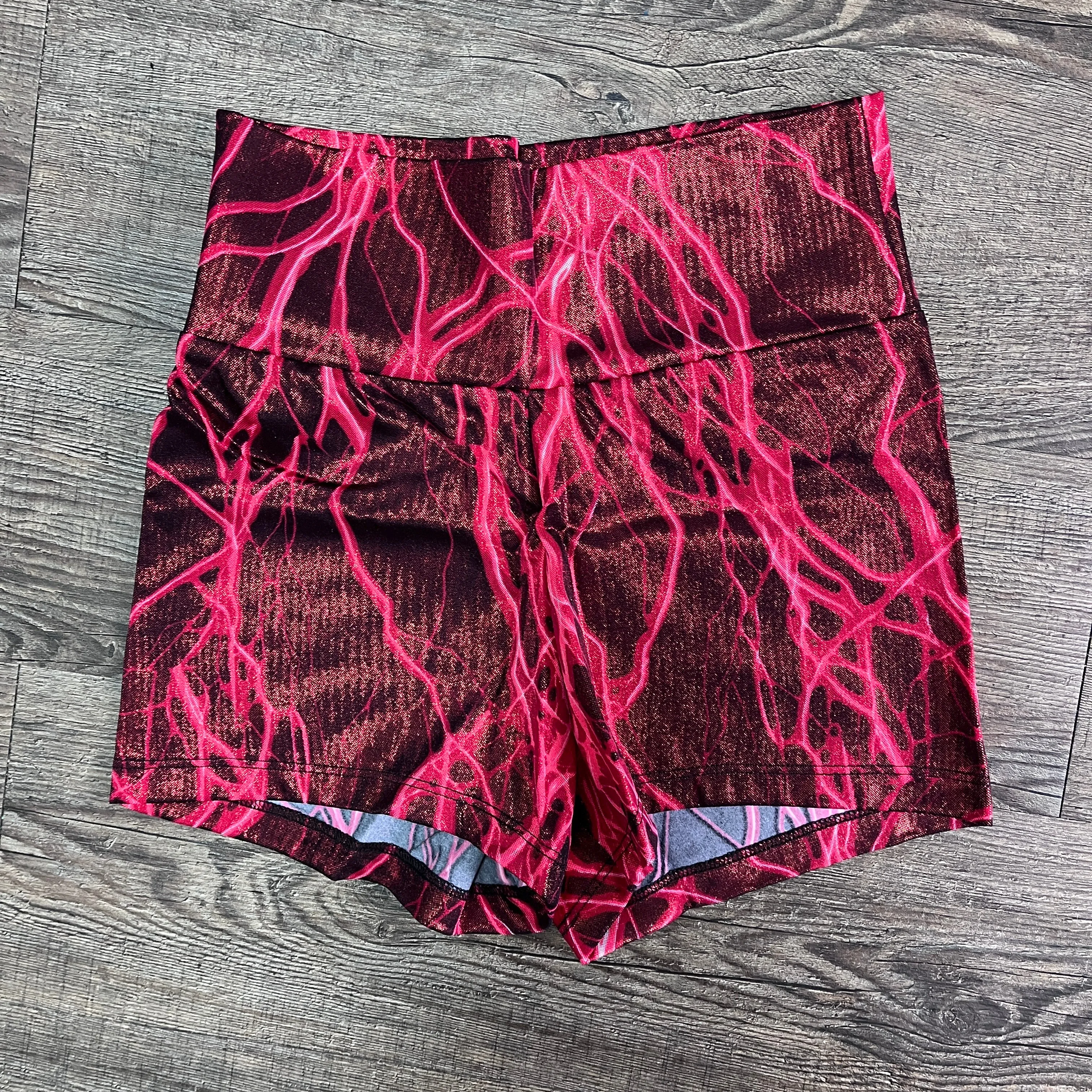 Copy of SALE - SMALL HIGH WAIST Booty Shorts - Red Lightning