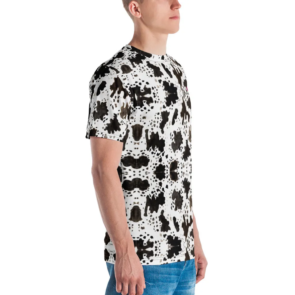 Cow Print Best Men's T-shirt, Farm Animal Cow Spots Print Luxury Tee -Made in USA/EU/MX