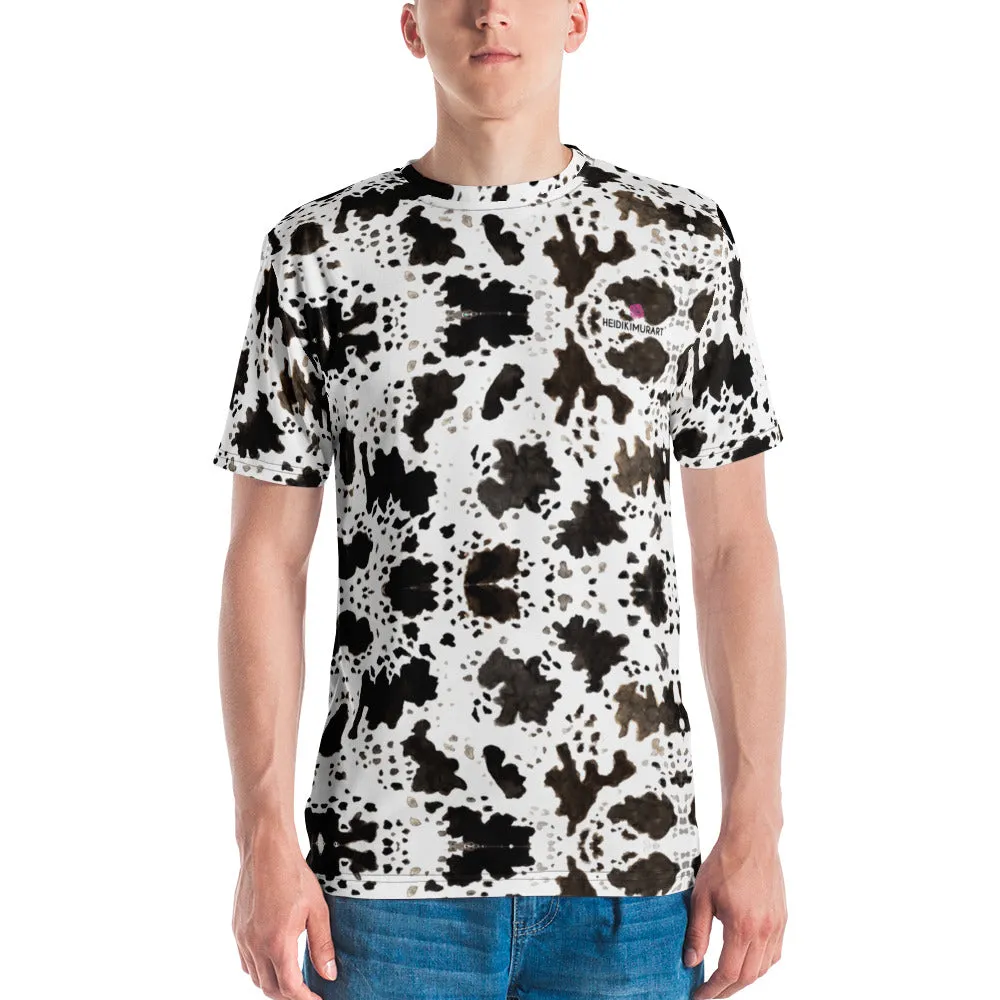 Cow Print Best Men's T-shirt, Farm Animal Cow Spots Print Luxury Tee -Made in USA/EU/MX