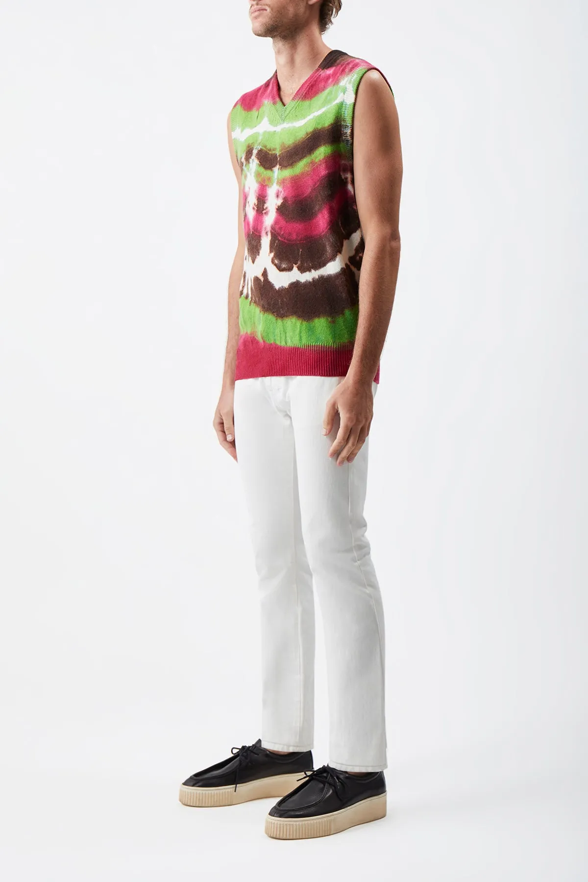 Fielding Knit Vest in Jewel Tie Dye Cashmere