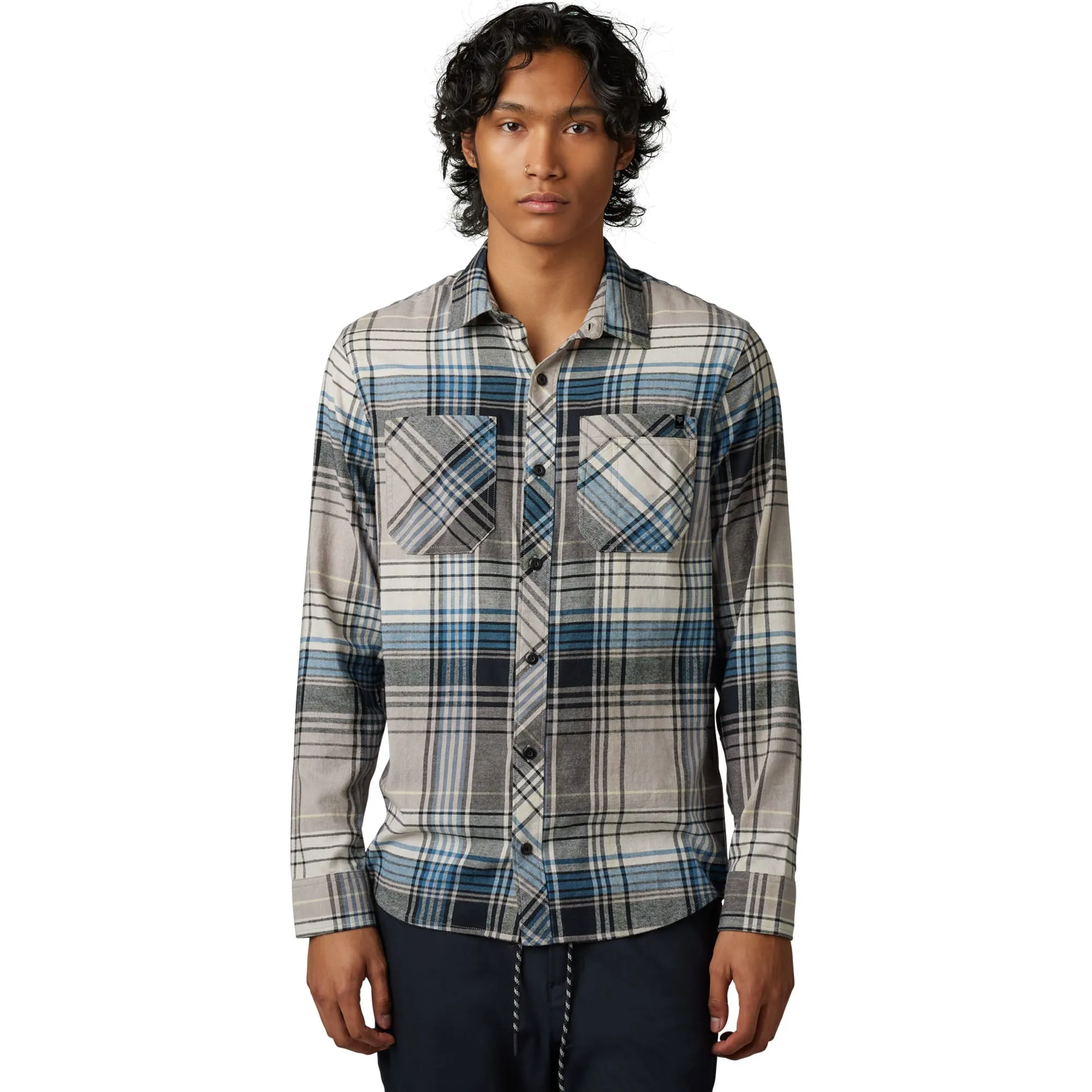 Fox Racing  Mens Turnout Utility Flannel Shirt Long Sleeve Pockets Stretch Taupe