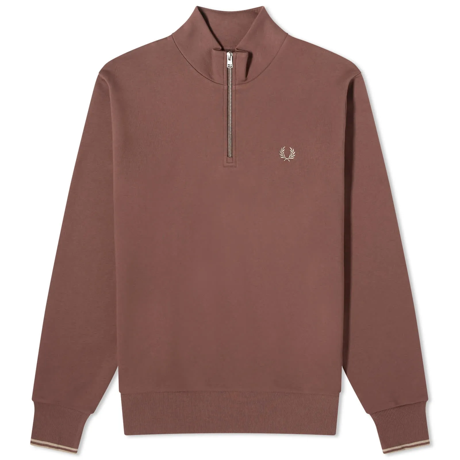 Fred Perry Half Zip Crew Sweater in Carrington Brick