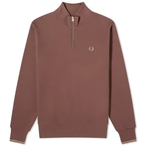 Fred Perry Half Zip Crew Sweater in Carrington Brick