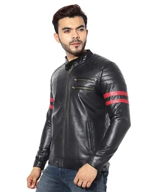 Garmadian Black Men's Pu Leather Jacket, Full Sleeve Designer Jacket