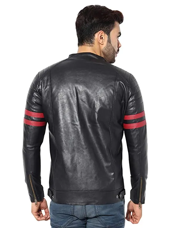 Garmadian Black Men's Pu Leather Jacket, Full Sleeve Designer Jacket