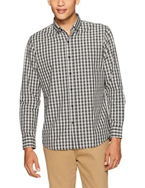 Goodthreads Mens Standard-Fit Long-Sleeve Gingham Slub Shirt, Grey Heather, XL