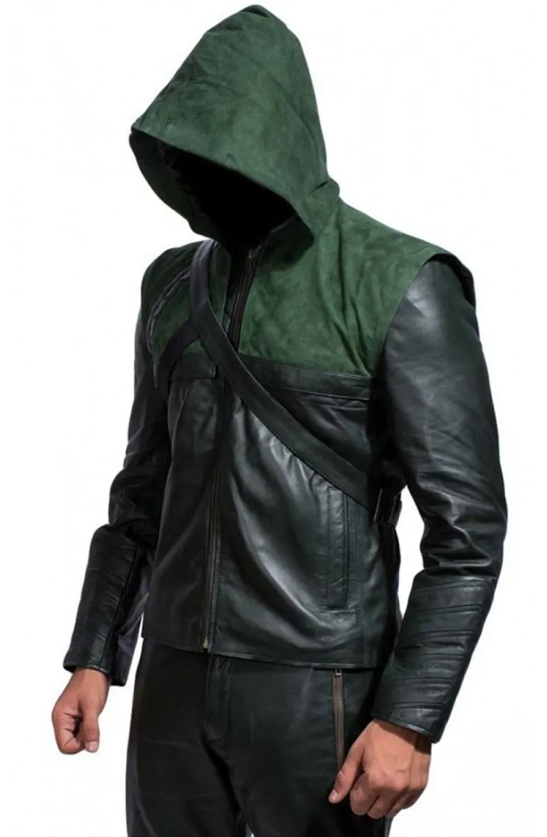 Green Arrow Stephen Amell Leather Jacket Hoodie