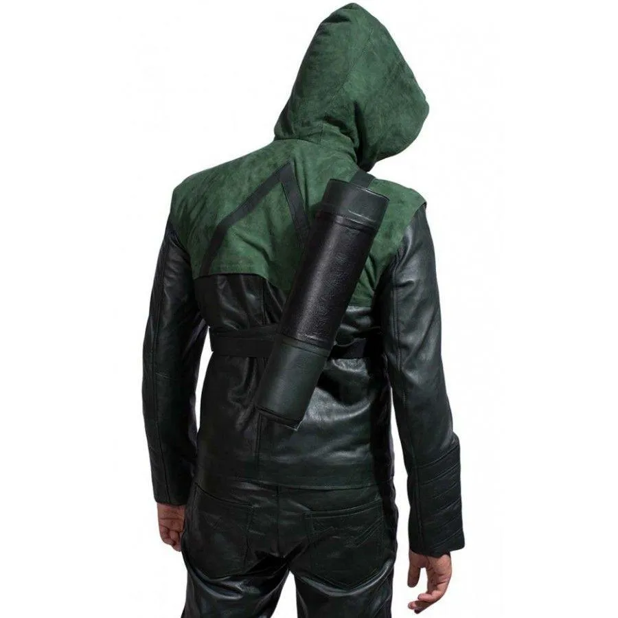 Green Arrow Stephen Amell Leather Jacket Hoodie