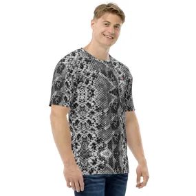 Grey Snake Print Men's T-shirt, Grey Snake Skin Python Printed Regular Fit Tees For Men