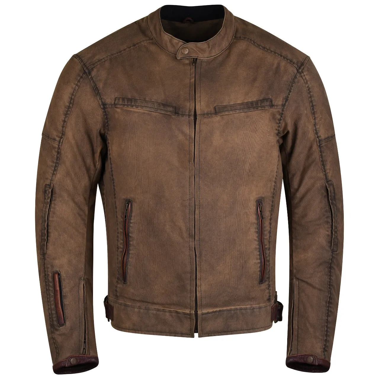 HMM1514Br Rusty Men's Brown Wax Cotton Scooter Jacket