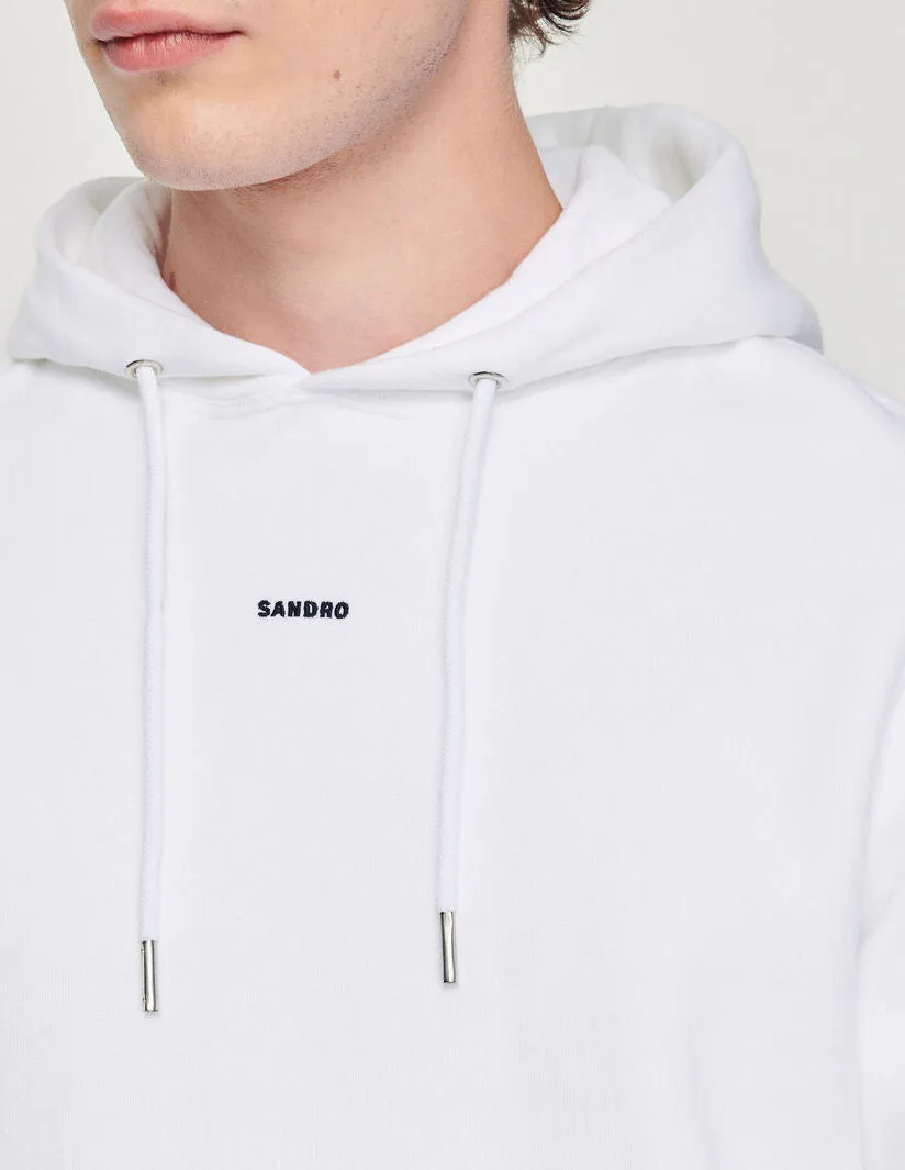 Hoodie Sweatshirt With Logo Embroidery - White