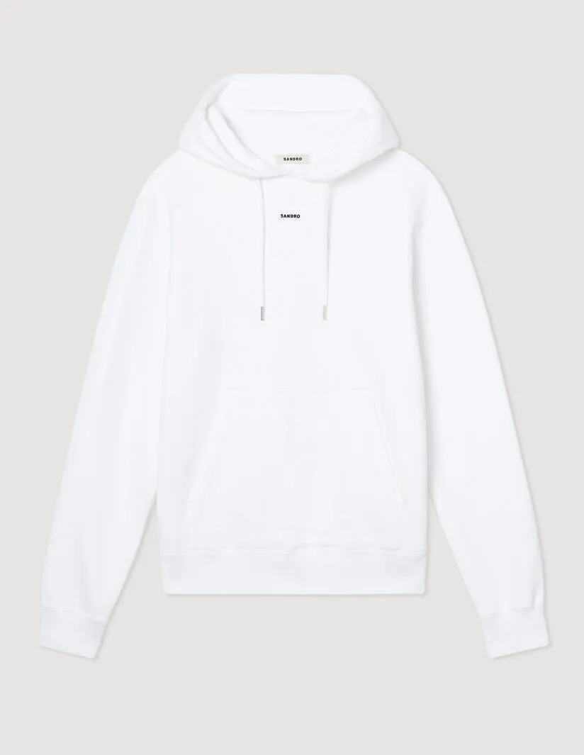 Hoodie Sweatshirt With Logo Embroidery - White