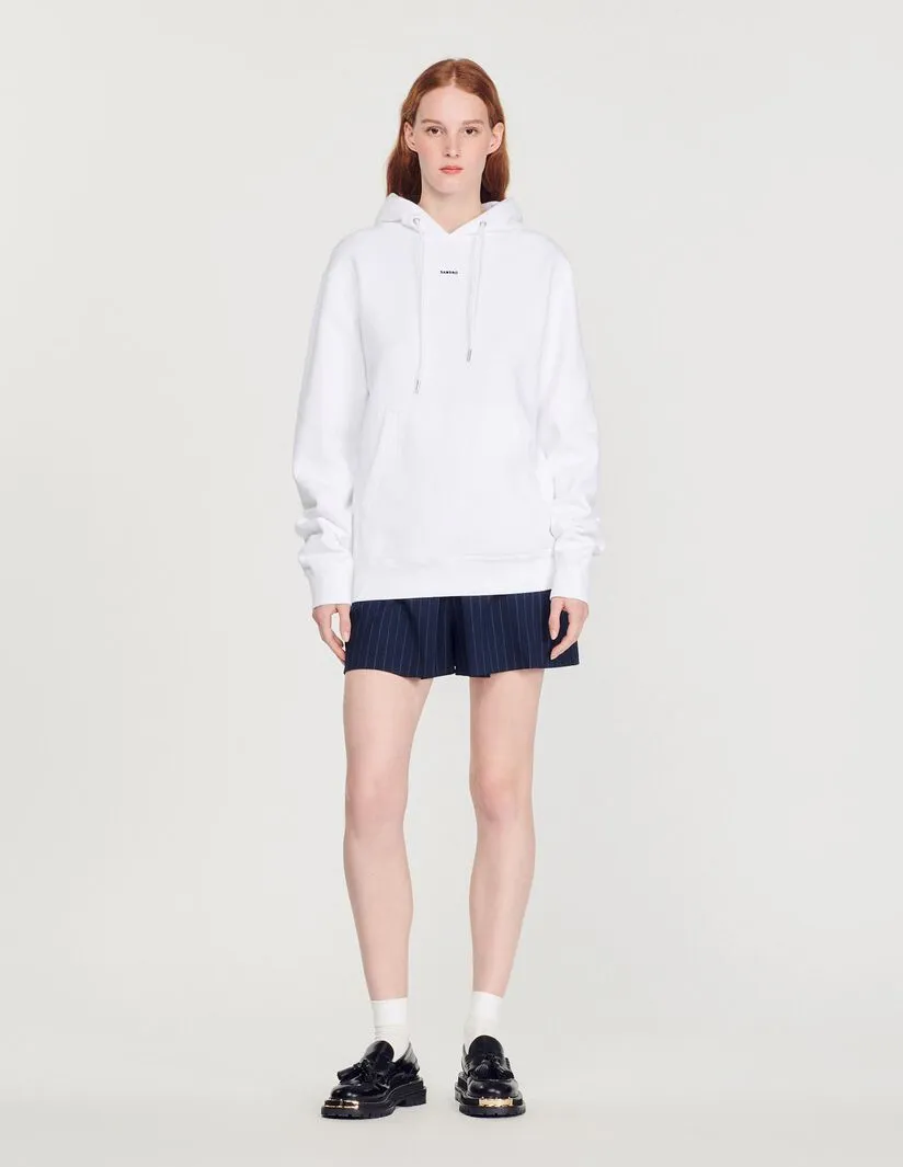 Hoodie Sweatshirt With Logo Embroidery - White