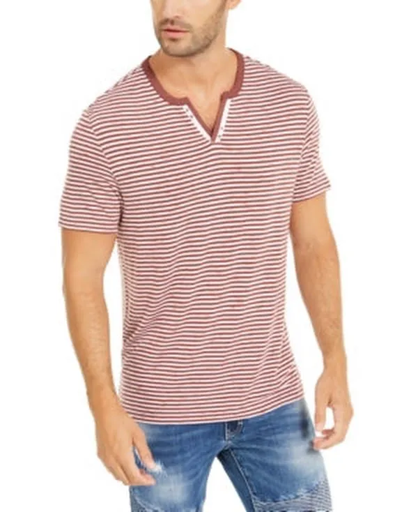 Inc Mens Stripe Split-Neck T-Shirt