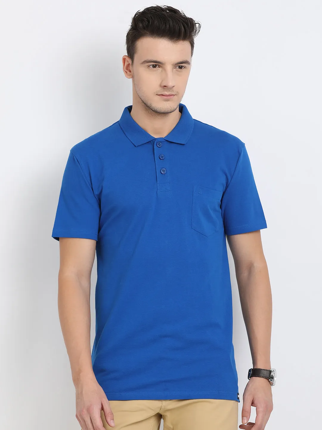 JDC Men's Blue Solid T.Shirt