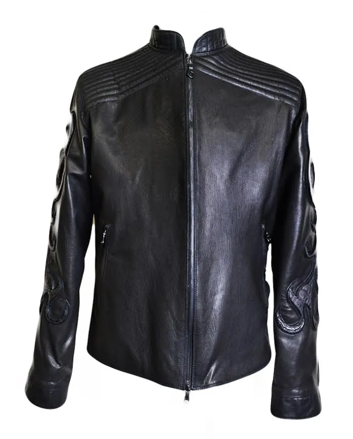 Kashani Orion Stingray/Calf/Gator Leather Biker Jacket