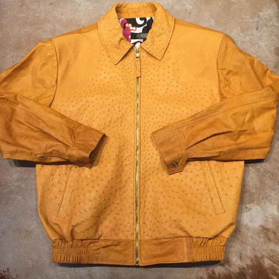 Kashani Peanut Full Ostrich Quill Bomber