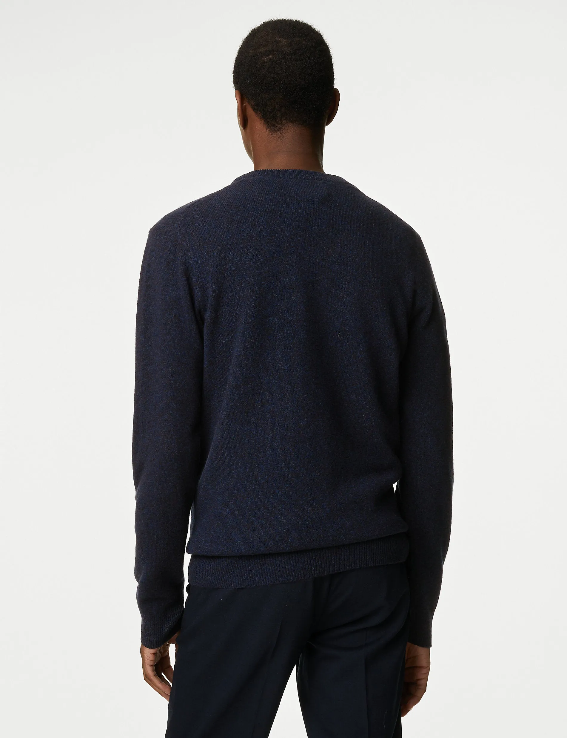 Marks & Spencer Extra Fine Lambswool Crew Neck Jumper, Navy