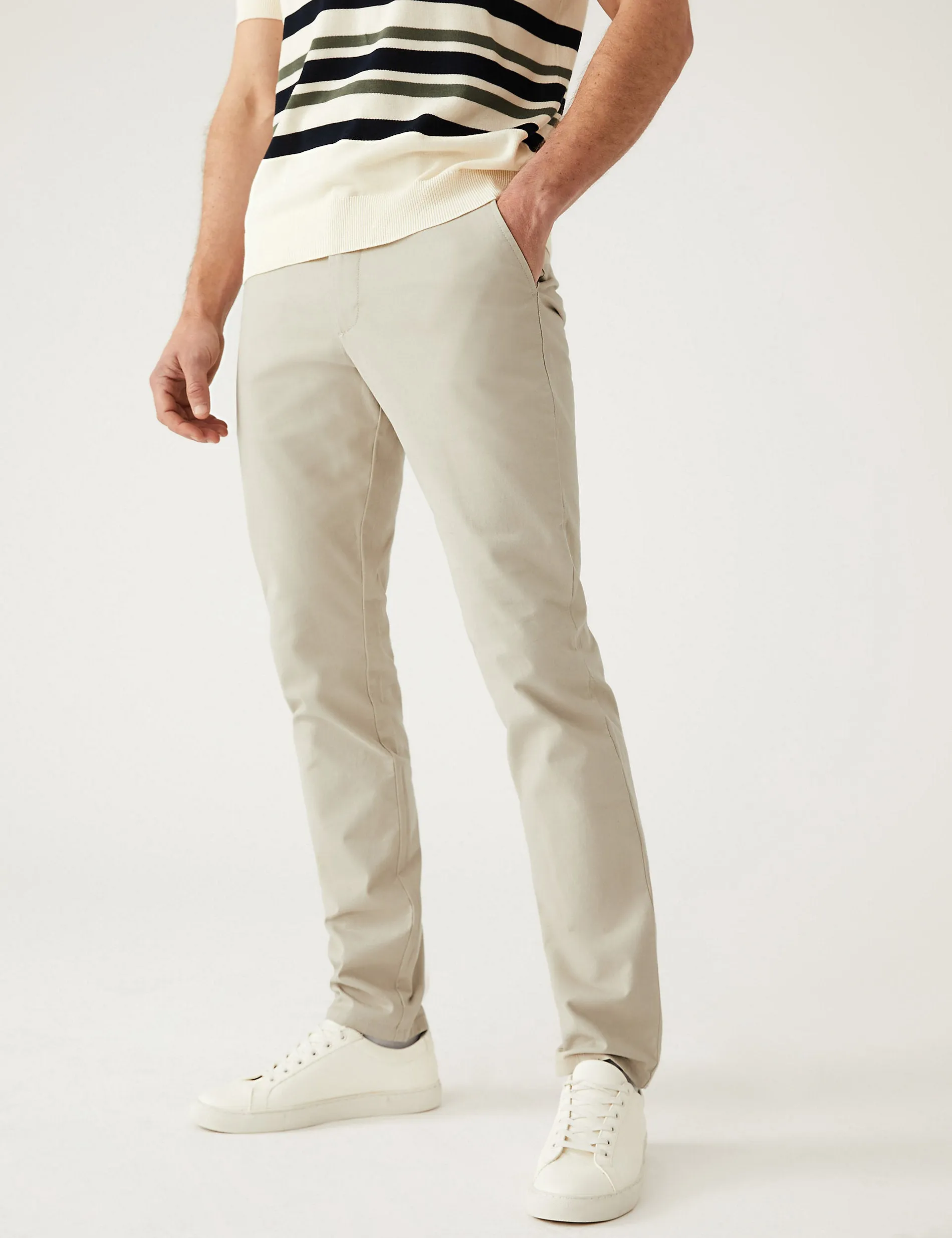 Marks & Spencer Slim Fit Stretch Chinos, Beige