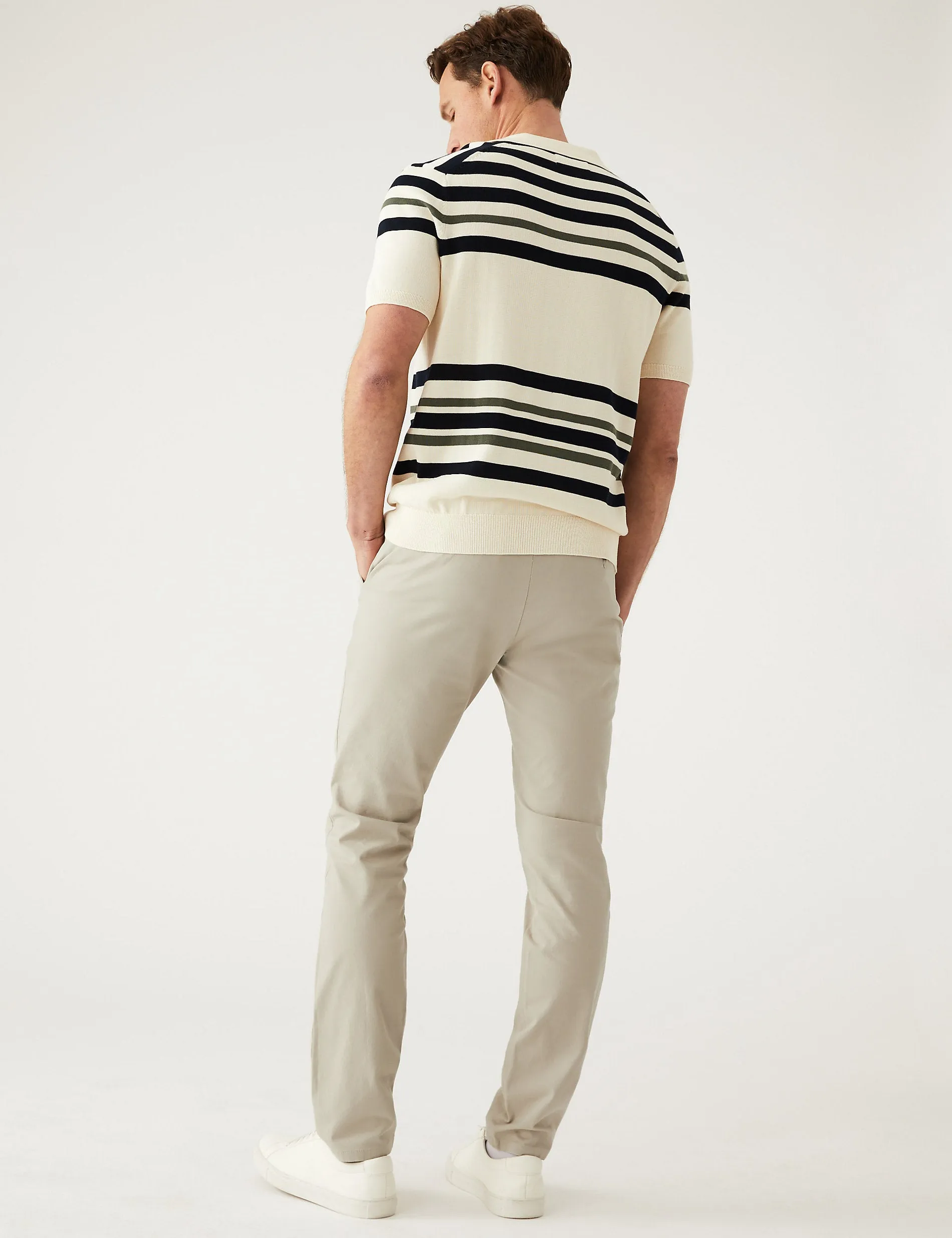 Marks & Spencer Slim Fit Stretch Chinos, Beige