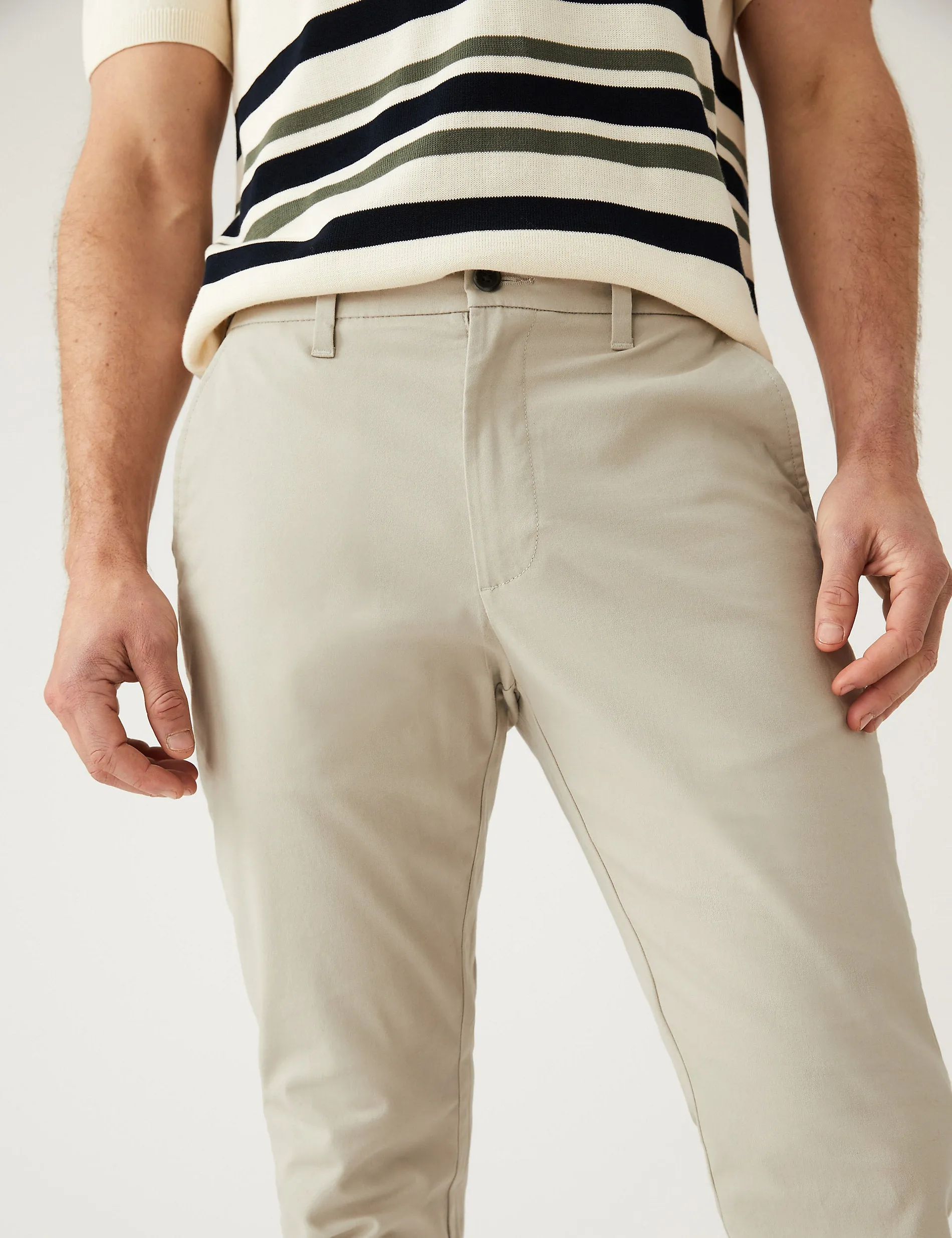 Marks & Spencer Slim Fit Stretch Chinos, Beige