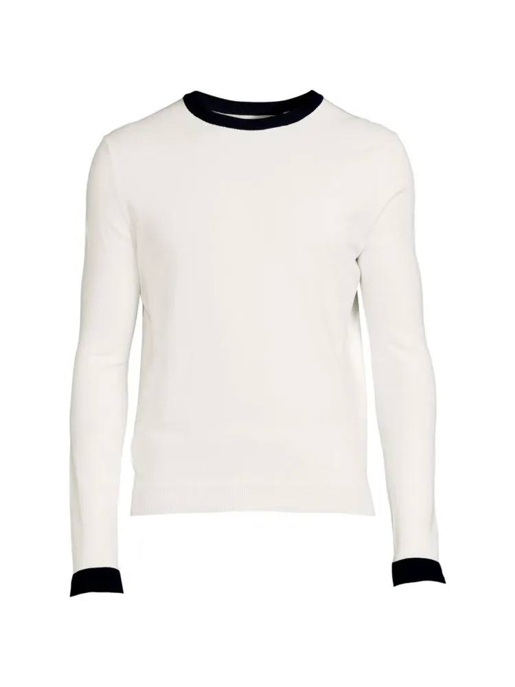 Max 'N Chester Contrast Trim Crewneck Sweater, White