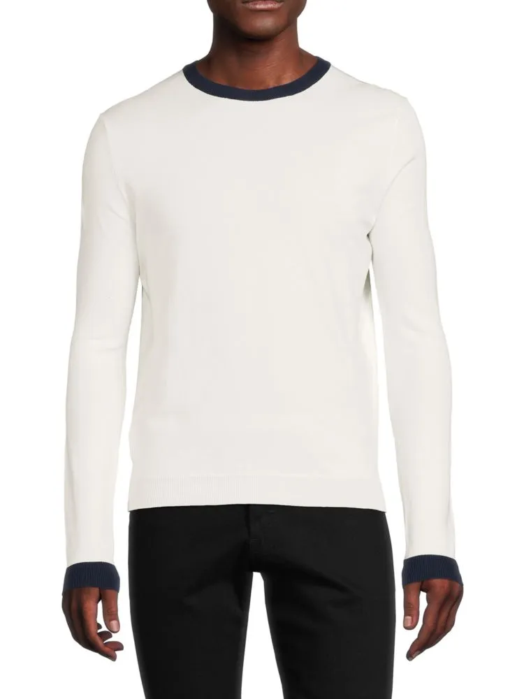 Max 'N Chester Contrast Trim Crewneck Sweater, White