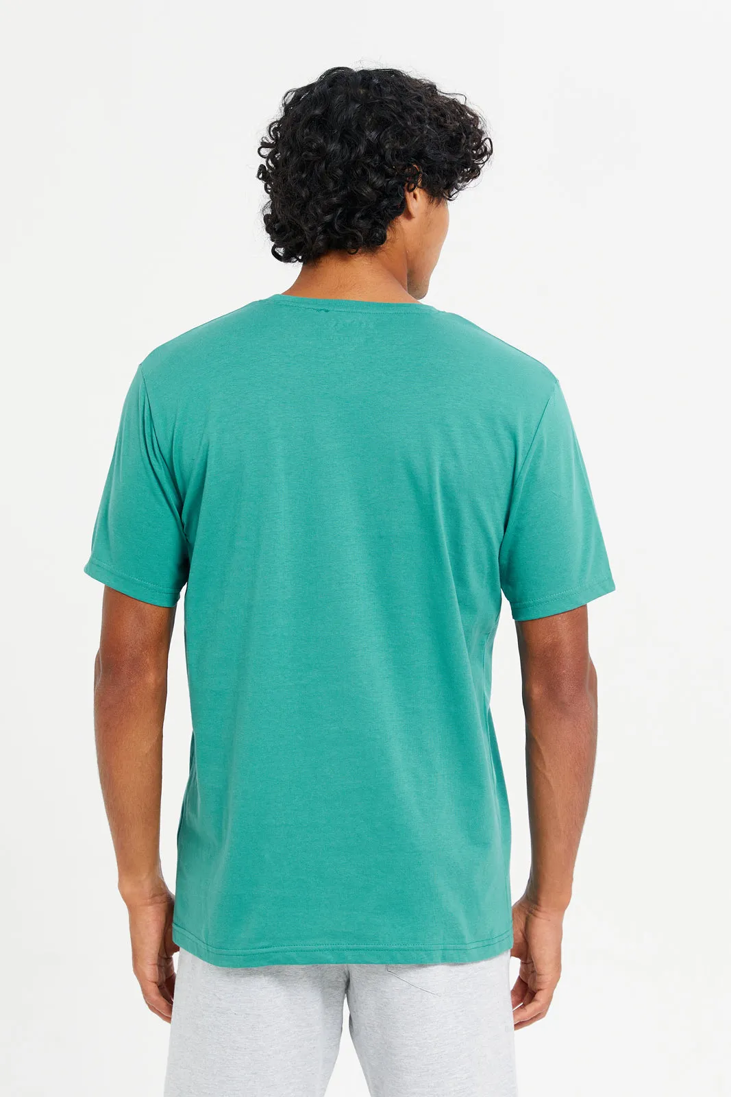 Men Green Crew Neck T-Shirt