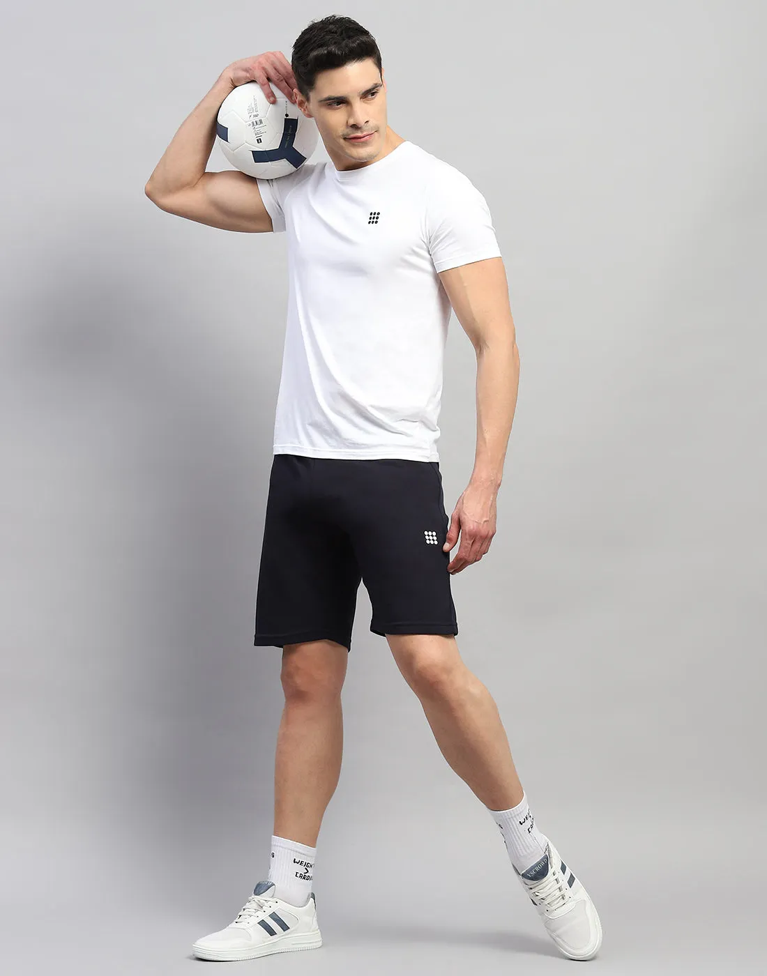 Men Navy Blue Solid Regular Fit Short