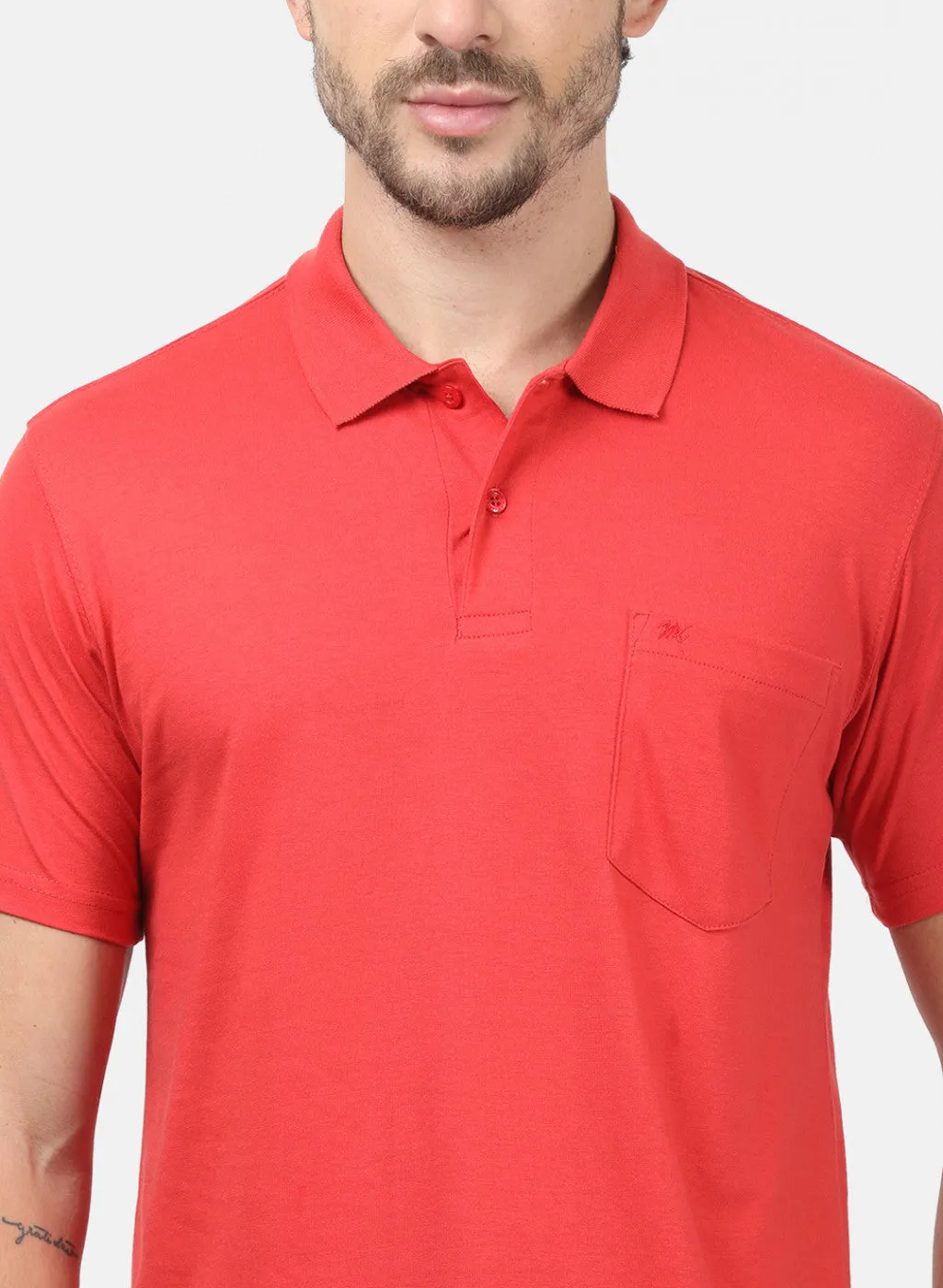 Men Orange Plain T-Shirts