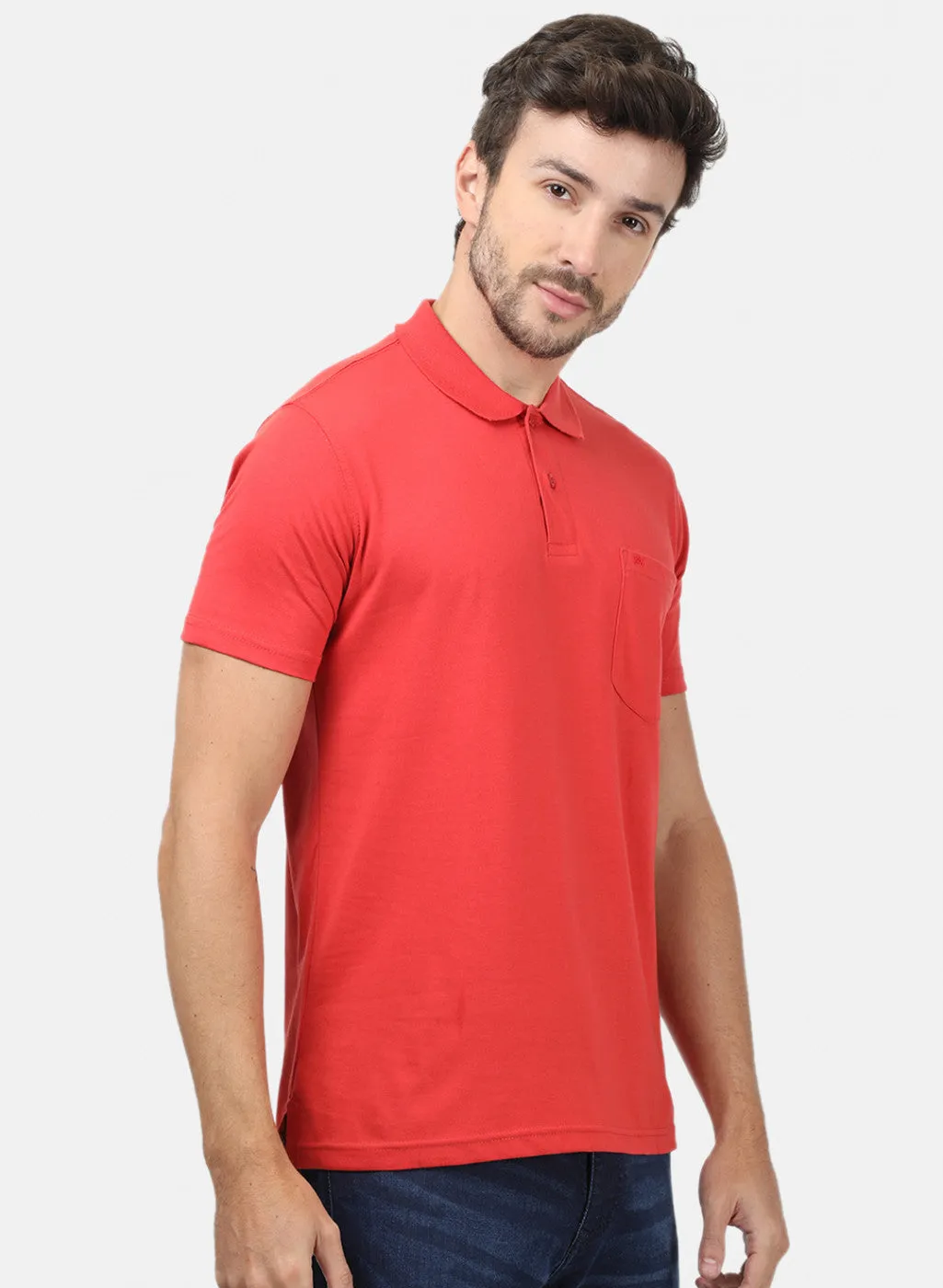 Men Orange Plain T-Shirts